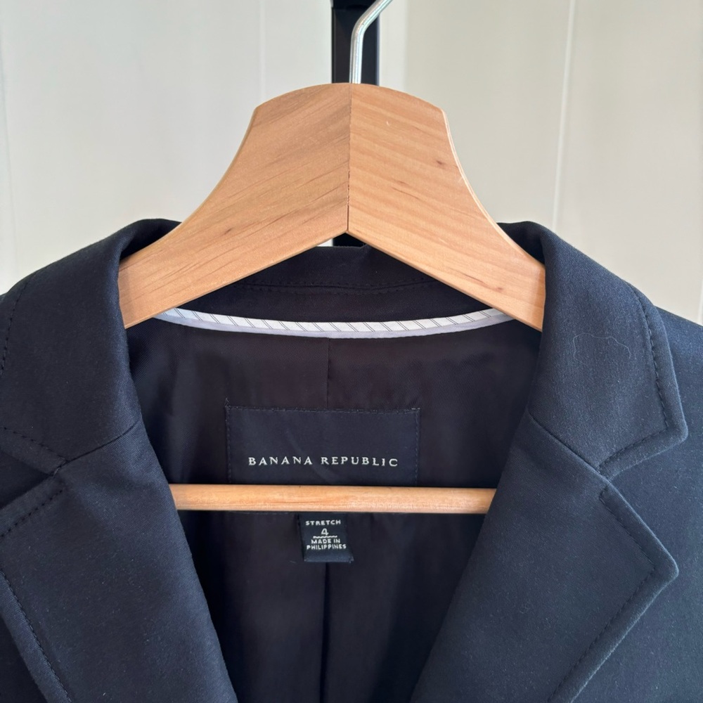 Banana Republic Black Preppy Cotton Blend 2 Button Stretch Blazer Women’s 4